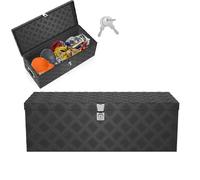LZQ Boîte de transport en aluminium avec couvercle, 762 x 330 x 244 mm, caisse en aluminium avec serrure pour outils, stable et étanche, boîte à timon pour véhicules et remorques, noire