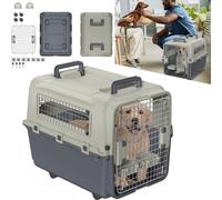 LZQ Boîte de transport pour chiens Boîte de transport pour animaux Boîte de voyage en plastique Boîte pour animaux de compagnie Boîte pour petits animaux avec verrouillage de sécurité et grille d'aéra