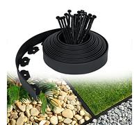LZQ Bordure de pelouse en plastique flexible avec 30 clous de fixation pour jardins, séparation de l'herbe et des pierres, 10 m de long, noire