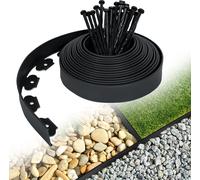 LZQ Bordure de pelouse flexible Bordure de parterre 50m en plastique Bordure de pavé Bordure de parterre flexible avec 150 piquets de fixation, noir
