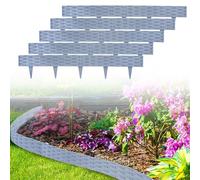 LZQ Bordure ronde en plastique pour parterres de fleurs, 30 m, design en rotin, avec 30 éléments de 100 cm, gris
