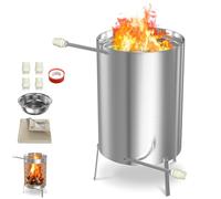 LZQ Brasero de piscine en acier inoxydable avec spirale chauffante, Ø 32/38 mm, raccords, bois de chauffage, chauffage de piscine, avec tapis ignifuge et sac de récupération, poêle d'extérieur pour