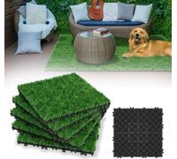 LZQ Carreaux de gazon à clipser 30x30 cm (1m²) - 11 pièces de carreaux de terrasse résistants aux intempéries avec drainage - revêtement de sol pour balcon et jardin