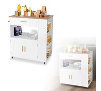 LZQ Chariot de cuisine Chariot de service Chariot à roulettes avec 2 portes,1 tiroir et design creux Blanc LHT env. : 75x93x46cm,Type B
