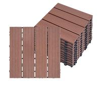 LZQ Dalles de Jardin clipsables en Bois Composite WPC Marron 30 x 30 cm Type 1 Revêtement de Sol extérieur Dalles pour jardin, balcon et terrasse 2 m²