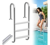 LZQ Échelle de piscine en acier inoxydable 3 marches avec marches antidérapantes - Échelle renforcée en acier inoxydable - Jusqu'à 150 kg - Pour piscine hors sol et jacuzzi