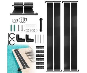 LZQ Ensemble de chauffage solaire pour piscine 600x140 cm, système de chauffage solaire, absorbeur solaire pour piscine, chauffe-eau avec colliers de tuyau et raccords, modulaire, tapis chauffant