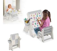 LZQ Ensemble de tables pour enfants Table de construction avec rangement avec 1 chaise, surface de dessin magnétique, plateau de table double face Table de tableau, groupe de sièges pour enfants, ense