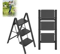 LZQ Escabeau 3 marches, marches pliantes, escabeau pliant avec large pédale antidérapante, escabeau de ménage Multifonctionnel Tabouret marchepied Facile à ranger Capable de supporter jusqu'à 270kg, e