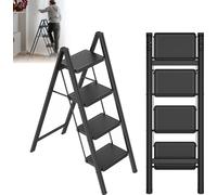 LZQ Escabeau 4 marches, marches pliantes, escabeau pliant avec large pédale antidérapante, escabeau de ménage Multifonctionnel Tabouret marchepied Facile à ranger Capable de supporter jusqu'à 270kg, e