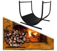 LZQ Étagère à bois de chauffage en demi-cercle pour l'intérieur et l'extérieur Abri en bois Noir 44,5 x 37,5 x 40 cm