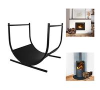 LZQ Étagère à bois de cheminée en métal demi-cercle - Aide à l'empilage du bois de chauffage - Noir - Pour l'intérieur et l'extérieur - 44,5 x 37,5 x 40 cm