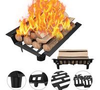 LZQ Grille de cheminée, Support de feu pour cheminée, Trapézoïdal, HBT : 13 x 31 x 46 cm, Fer plat, lourd, Grille de feu avec pieds, Fonte, noir