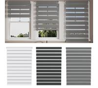LZQ Klemmfix - Store enrouleur double sans perçage - l 80 x H 150 cm - Gris - Store de fenêtre pour intérieur - Store à fixation par pression - Translucide et occultant - Hauteur réglable en continu