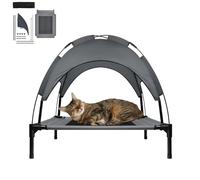 LZQ Lit pour animal de compagnie avec baldaquin, lit surélevé pour chien, lit pour chien avec toit, couchette extérieure pour animal de compagnie, niche pour chat, avec voile d'ombrage, couchette pour