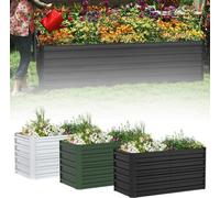 LZQ Lit surélevé métal rectangulaire 120x60x58 cm Argent - Inoxydable, pour herbes & fleurs