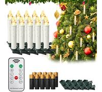 LZQ Lot de 10 bougies LED à piles avec télécommande - Sans fil - Blanc chaud - Éclairage de sapin de Noël - Avec minuterie pour décoration de Noël