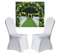 LZQ Lot de 100 housses de chaise universelles - Blanc - Stretch - Pour mariage, fête, anniversaire, décoration de banquet