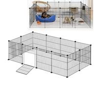 LZQ Lot de 12 enclos pour lapins, petits animaux avec porte, cage à cochon d'Inde, enclos pour petits animaux, furets, lapins, hérissons, chiots, chatons, filet dense, 142 x 72 x 36 cm