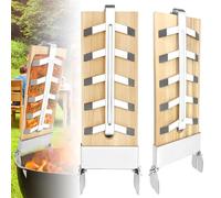 LZQ Lot de 2 planches à saumon flammé avec support en acier inoxydable - 5 niveaux réglables - Pour barbecue - Pour brasero - Planche à bois de cèdre