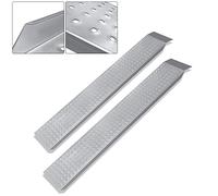 LZQ Lot de 2 rampes d'accès en acier galvanisé - 400 kg - 135 × 23 × 4,5 cm - Surface argentée - Rail de chargement antidérapant - Rampe de remorque, moto, quad, voiture