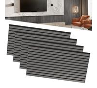 LZQ Lot de 4 panneaux acoustiques en bois véritable - Placage mural - 120 x 60 cm - Panneaux muraux à lamelles - Isolation phonique - Panneaux muraux - Panneaux acoustiques - Décoration murale pour