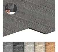LZQ Lot de 54 carreaux adhésifs pour sol en PVC avec effet bois - 7,53 m² - Revêtement vinyle résistant à l'usure - Imperméable - Pour salon, cuisine, aspect chêne gris foncé