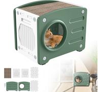 LZQ Maison pour chats Indoor Outdoor, PP Cave pour chats avec planche à gratter, Lit pour chats Tonneau pour chats, Lit pour chats Cave, Maison pour chats pour l'extérieur, capacité de charge 90KG, 55