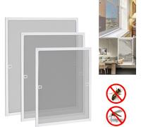 LZQ Moustiquaire de fenêtre Moustiquaire 80x100cm Grille moustiquaire avec cadre en aluminium sans percer pour fenêtres, Blanc