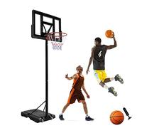 LZQ Panier de Basket-Ball avec Support et roulettes - Hauteur du Panier réglable de 230 à 305 cm - avec Basket + Pompe, équipement de Basket-Ball pour Adultes et Enfants