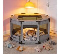 LZQ Parc pliable pour animaux de compagnie, chien, chat, chiot - Cadre en PVC - Enclos pour animaux de compagnie - Enclos pour chiens, chats, petits animaux - Octogonal, taille L