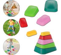 LZQ Pierres d'équilibre pour enfants, 5 pièces de pierres empilées pour développer l'équilibre, la motricité et la coordination, Jeu de pierres de rivière en haut d'une colline, Jeu de pierres de rivi