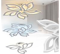 LZQ Plafonnier LED 180W Dimmable Moderne Avec Télécommande Plafonnier Créatif Forme Fleur Design Métal Acrylique Pétales Salle à manger Lampe Chambre Salon Plafonnier(9 Flugel)