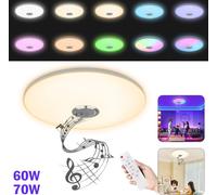 LZQ Plafonnier LED 60W avec haut-parleur Bluetooth,Plafonnier LED avec télécommande ou contrôle APP,changement de couleur RGBW,Réglable pour chambre à coucher cuisine chambre d'enfant salon