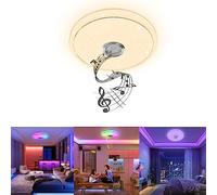 LZQ Plafonnier LED à intensité variable avec haut-parleur Bluetooth et contrôle par application, 36 W RVB, ciel étoilé, plat, éclairage de plafond avec télécommande, pour chambre à coucher, chambre