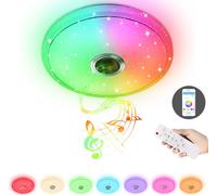 LZQ Plafonnier LED RVB à intensité variable avec haut-parleur Bluetooth, plafonnier LED avec télécommande ou contrôle APP, changement de couleur RVB, lecture de musique pour chambre à coucher salle de
