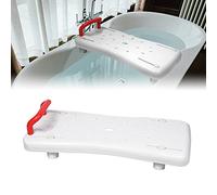 LZQ Planche de baignoire - 70 cm de long - Siège de baignoire pour personnes âgées - Avec poignée rouge et porte-savon - Siège de baignoire réglable - Pour adultes jusqu'à 150 kg