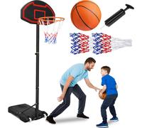 LZQ Poteau de basket-ball Set de paniers de basket-ball avec roulettes Extérieur & Intérieur Portable Panier Réglable en hauteur de 156 à 208 cm Paniers pour enfants et adultes