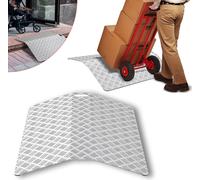 LZQ Rampe de seuil en aluminium, 100 cm de long pour fauteuil roulant & rollator, surface antidérapante, Pont de seuil portable avec poignées antidérapantes pour l'intérieur et l'extérieur, largeur 70