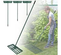 LZQ Râteau à gazon Raclette à sable, 50x25cm Levelingrake Leveler Lawnleveling avec poignée en caoutchouc, longueur réglable de 95,5cm à 185cm,Vert