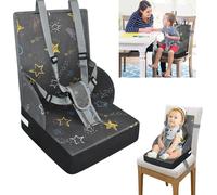 LZQ Rehausseur de Chaise Enfant Pliable Coussin de Chaise Enfant avec Ceinture de Sécurité Réglable Booster Siège de Chaise Voyage Convient à la plupart des chaises de salle à manger, Gris