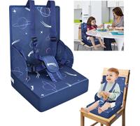 LZQ Rehausseur de Chaise Enfant Pliable Coussin de Chaise Enfant avec Ceinture de Sécurité Réglable Booster Siège de Chaise Voyage Convient à la plupart des chaises de salle à manger, Bleu
