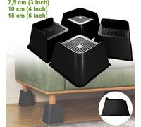 LZQ Rehausseur de meuble, jeu de 4 pieds en L de 7,5 cm pour lit, canapé, table, chaise & bureau, rehausseur de lit antidérapant, capacité de charge 2000 kg, noir