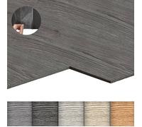 LZQ Revêtement de sol PVC sol vinyle autocollant avec effet bois, 18 pièces 2,51m² carreaux de vinyle adhésif, Chêne gris foncé