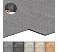 LZQ Revêtement de sol PVC sol vinyle autocollant avec effet bois, 54 pièces 7,53m² carreaux de vinyle adhésif, Chêne gris