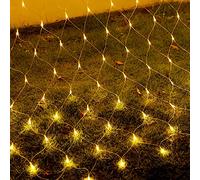 LZQ Rideau lumineux LED 3 x 2 m, guirlande lumineuse rideau 320 LED blanc chaud avec crochet et pendentif, 8 modes à intensité variable, fil de cuivre avec prise pour fête, Noël, extérieur