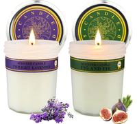 LZQ Set de 2 bougies parfumées, Set cadeau 210 Bougies parfumées GeschenkSet, Bougies en cire de soja pour l'aromathérapie Anniversaire Déco Lavande (carton verre-A)