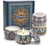 LZQ Set de 4 bougies parfumées, Set cadeau 120g Bougies parfumées Set cadeau, boîte en fer blanc Bougies en cire de soja pour l'aromathérapie Anniversaire Déco Lavande ,Type B