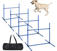 LZQ Set de 4 haies d'agilité pour chiens, Set d'équipement d'agilité pour jeux de dressage de chiens avec sac de transport, Hauteur réglable Haies pour animaux domestiques Set d'entraînement Accessoir