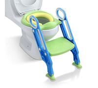 LZQ Siège de toilette pour enfant de 1 à 7 ans, avec marches, coussin en polyuréthane et poignées, pot pour enfant avec échelle antidérapante, pliable et réglable en hauteur, vert